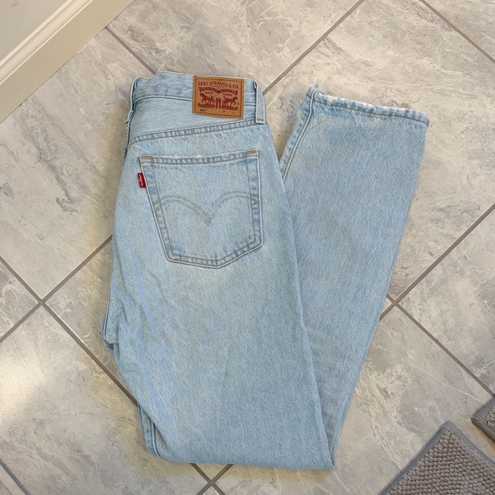 Levi's Women’s 501 Sky Blue Straight Jeans